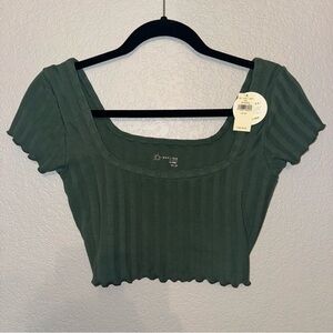BNWT Aerie Green Ribbed Crop Top Size XS